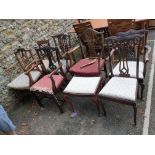 Five Georgian elbow chairs; together with two Edwardian chairs.