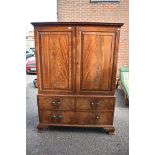 A 19th century mahogany linen press, 136cm wide x 65cm deep.