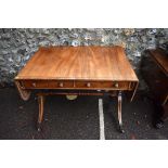 An antique inlaid sofa table, 99cm wide x 70cm deep x 72cm high.