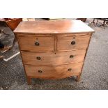 A 19th century mahogany bowfront chest of drawers, 90cm wide x 48cm deep x 90cm high.