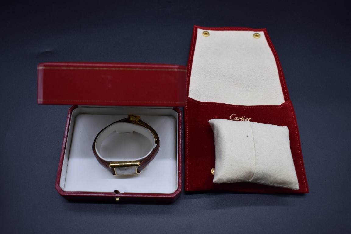 A vintage Cartier 'Must De Cartier' Vermeille 18k gold on sterling silver quartz tank wristwatch, - Image 6 of 6