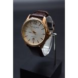 A Giorgio Fedon 1919 rose gold plated stainless steel quartz wristwatch, 43mm, on leather strap.