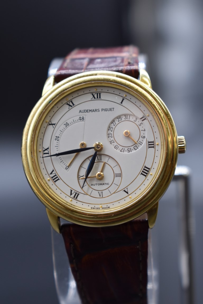 An Audemars Piguet 18ct gold automatic calendar wristwatch with power reserve, case No.C77800, 36mm, - Image 2 of 4