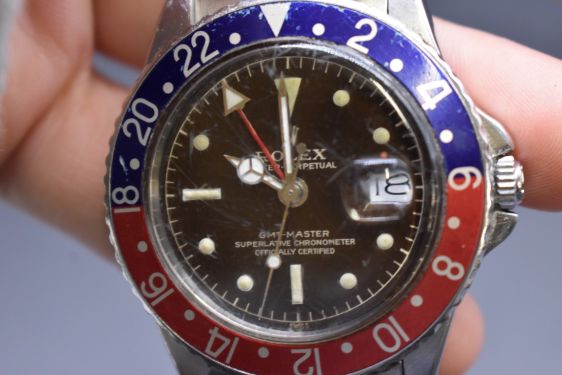 A 1960 Rolex 1675 'Tropical' GMT Master wristwatch, cal 1560, with 'Pepsi' bezel, 78360 Oyster - Image 2 of 9