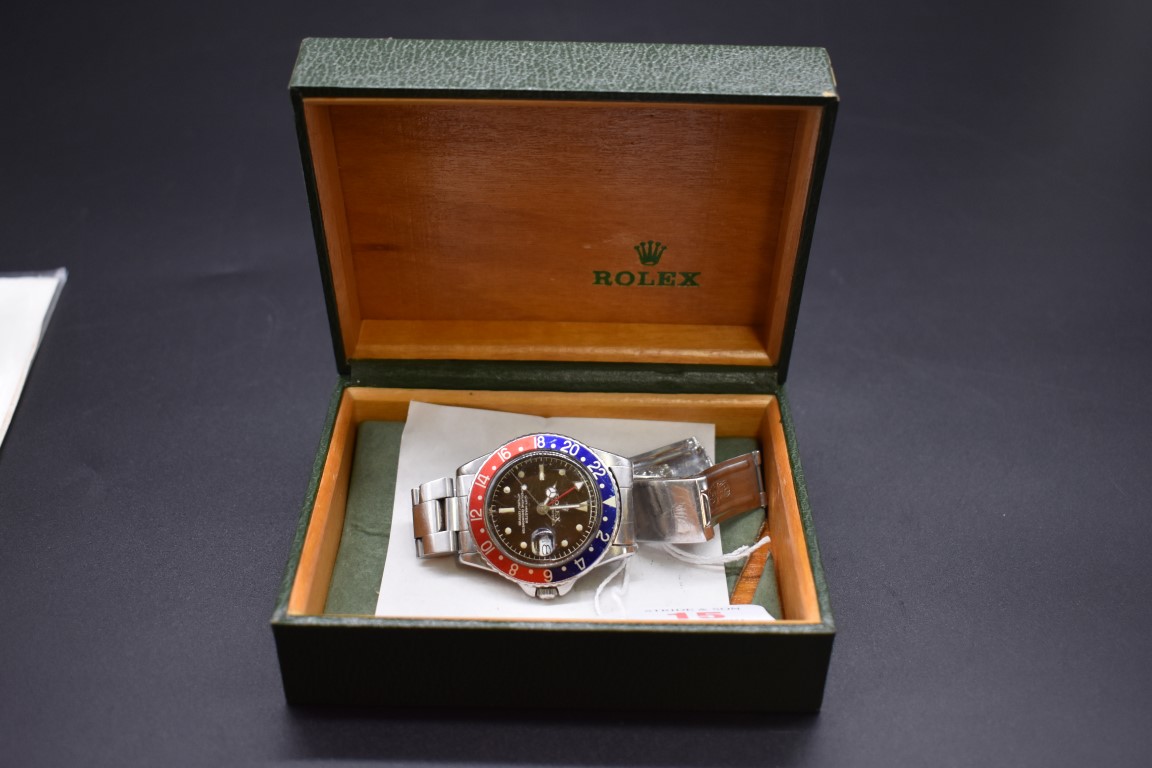 A 1960 Rolex 1675 'Tropical' GMT Master wristwatch, cal 1560, with 'Pepsi' bezel, 78360 Oyster - Image 6 of 9