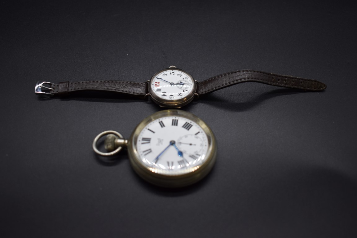 A vintage Limit No2 nickel cased stem wind pocket watch, 54mm; together with an early silver Swiss