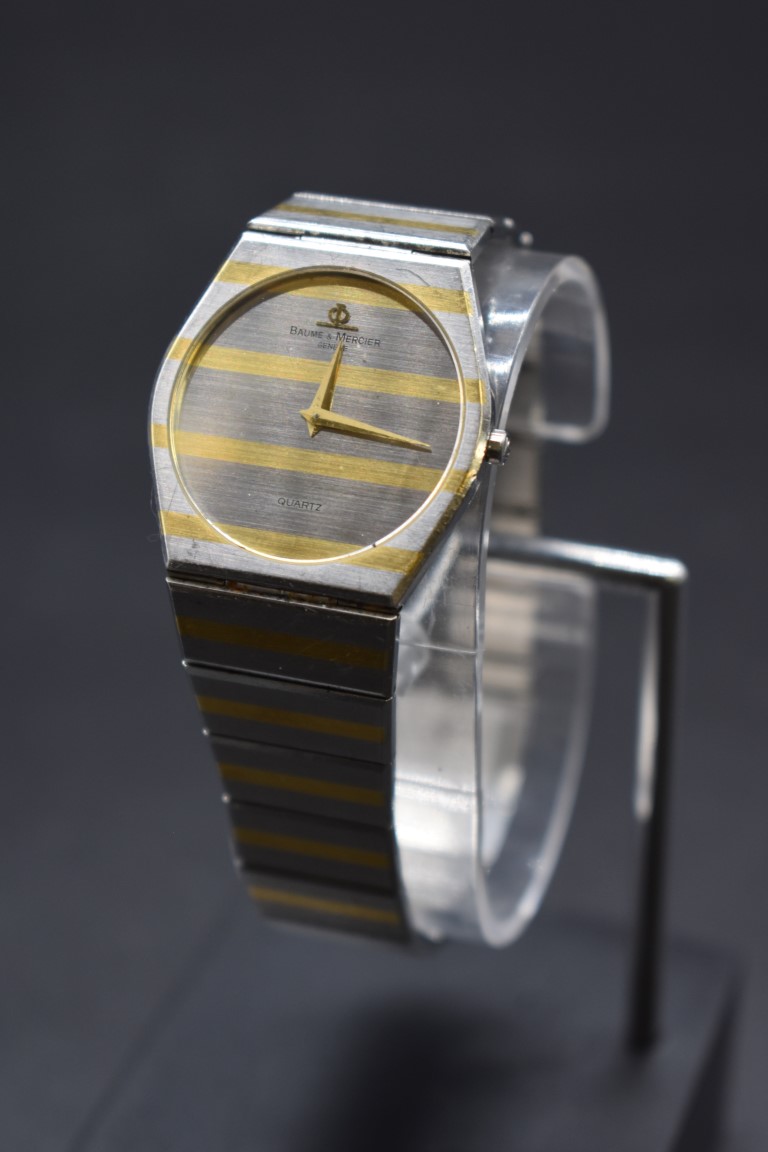 A Baume et Mercier 'Monte Carlo' stainless steel and gold plated quartz bracelet watch, Ref 5122.