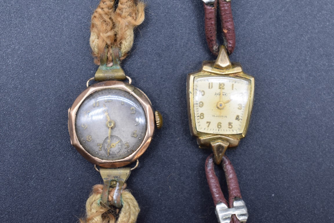 A 1930s 9ct gold ladies wristwatch; together with a vintage gold plated ladies wristwatch. - Image 2 of 3