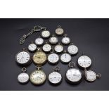 A quantity of silver, white metal and other pocket and fob watches. (19)