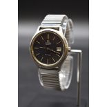 A vintage Omega 'De Ville' stainless steel quartz wristwatch, cal 1320/1325, 40mm, on later