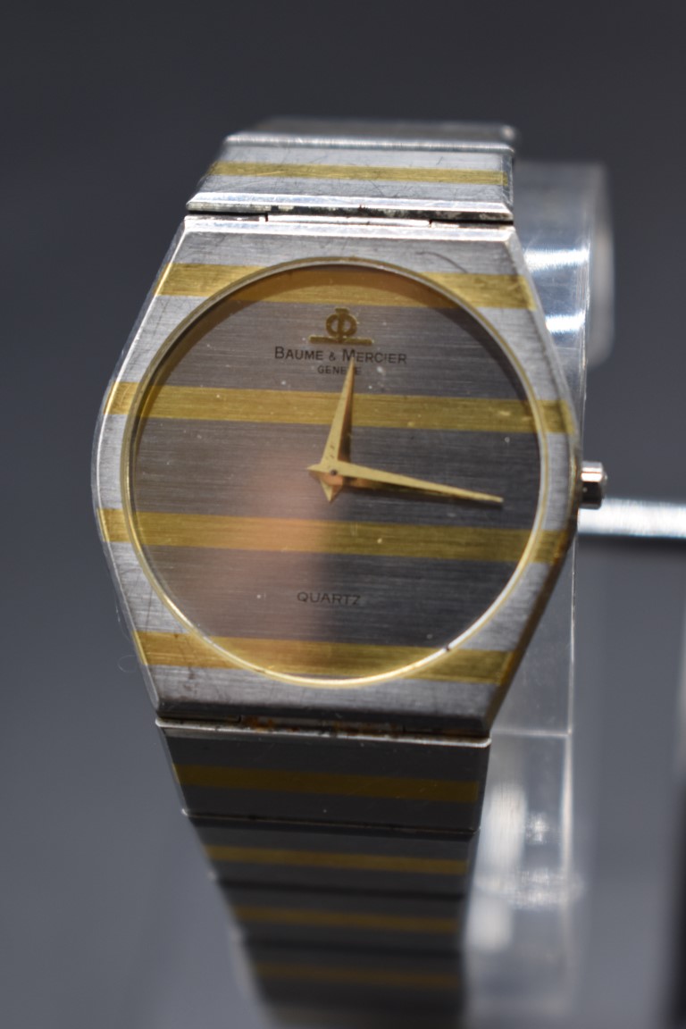 A Baume et Mercier 'Monte Carlo' stainless steel and gold plated quartz bracelet watch, Ref 5122. - Image 2 of 3