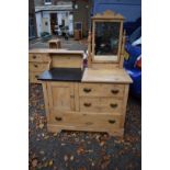 A pine dressing table, 110cm wide x 50cm deep.