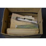 DRAWINGS & WATERCOLOURS: box containing numerous watercolours, drawings, original designs, etc,