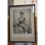 HM QUEEN ELIZABETH II: a black and white photograph of Her Majesty Queen Elizabeth II in