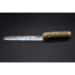 A Victorian ivory handled silver paper knife, retailed by Barrett & Sons Piccadilly, London 1900,