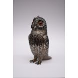 A good Victorian silver novelty owl sugar caster, by Thomas, James & Nathaniel Creswick, Sheffield