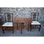 An antique mahogany gateleg table, 84.5cm wide when open; together with a pair of George III