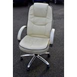 A modern cream office chair.