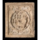 Architectural: A similar boundary marker plaque, lacking Coade stamp, 30cm high by 25cm wide,