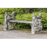 Garden seats: An Italian carved white marble double sided bench, circa 1900, 176cm wide, From a