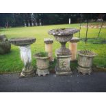 Garden pots and urns: A collection of composition stone, 2nd half 20th century, including a pair