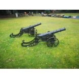 Militaria: A pair of cast iron signal cannon, 2nd half 20th century, barrel length 97cm
