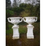 Garden pots and urns: After the Antique: A pair of cast iron Handyside Foundry Warwick vases