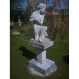 Garden statues: Romanelli: A carved white marble figure of a girl, last quarter 19th century
