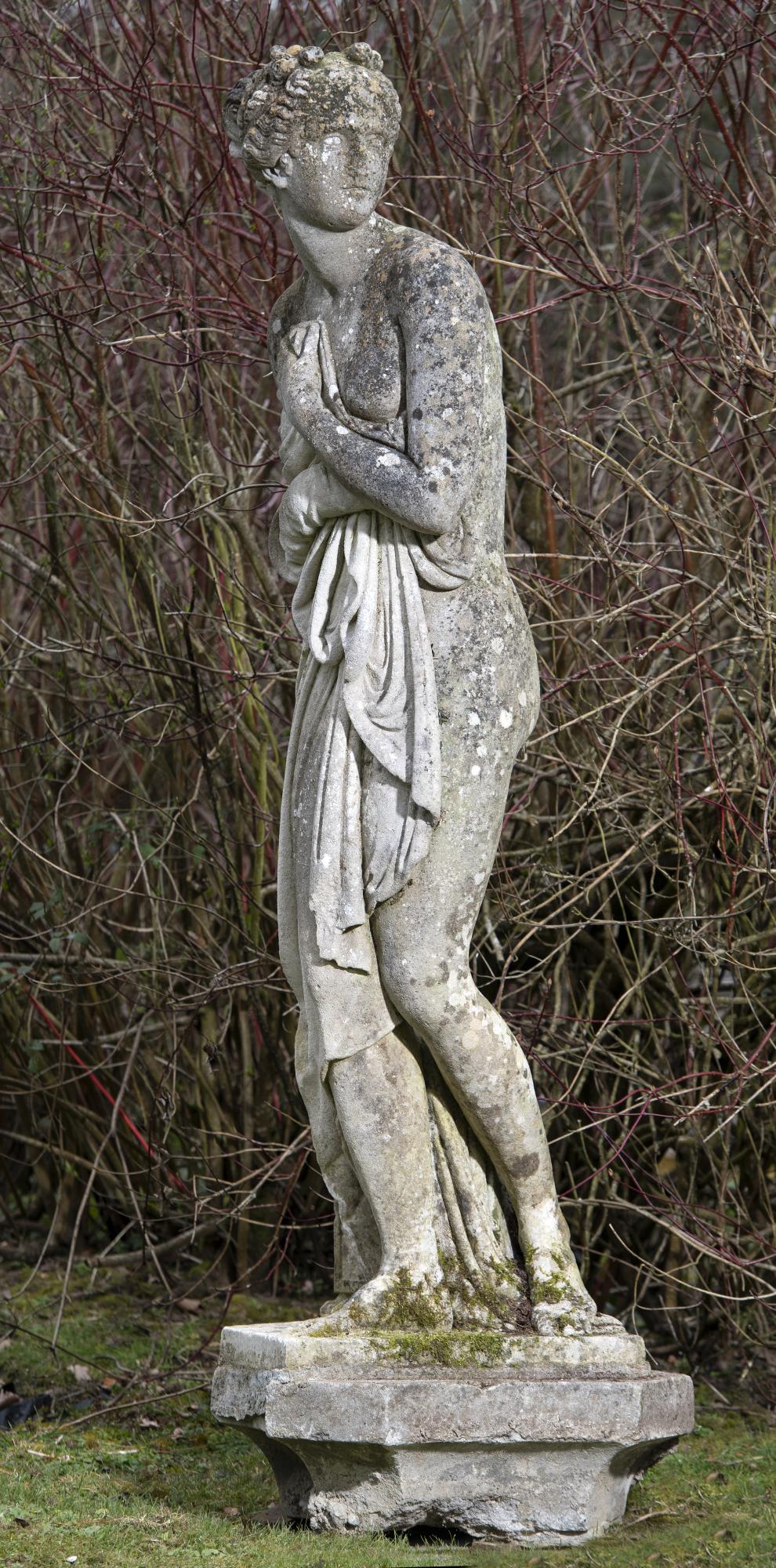 Garden statues: After Canova: A carved Portland stone figure of Venus, late 19th/early 20th century,