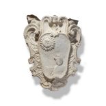 Architectural: A rare carved limestone armorial from La Suvera, Siena, country villa of Pope