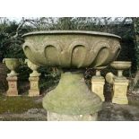 Garden pots and urns: A rare Kilkenny marble cistern of oval form on stand, 18th/19th century, on