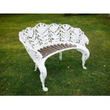 Garden seats: A Coalbrookdale Laurel pattern cast iron seat, circa 1870, foundry marks possibly