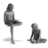 Garden statues: Brian Alabaster, Livvy and Evie, Bronze from a sold out edition of 20, Signed with