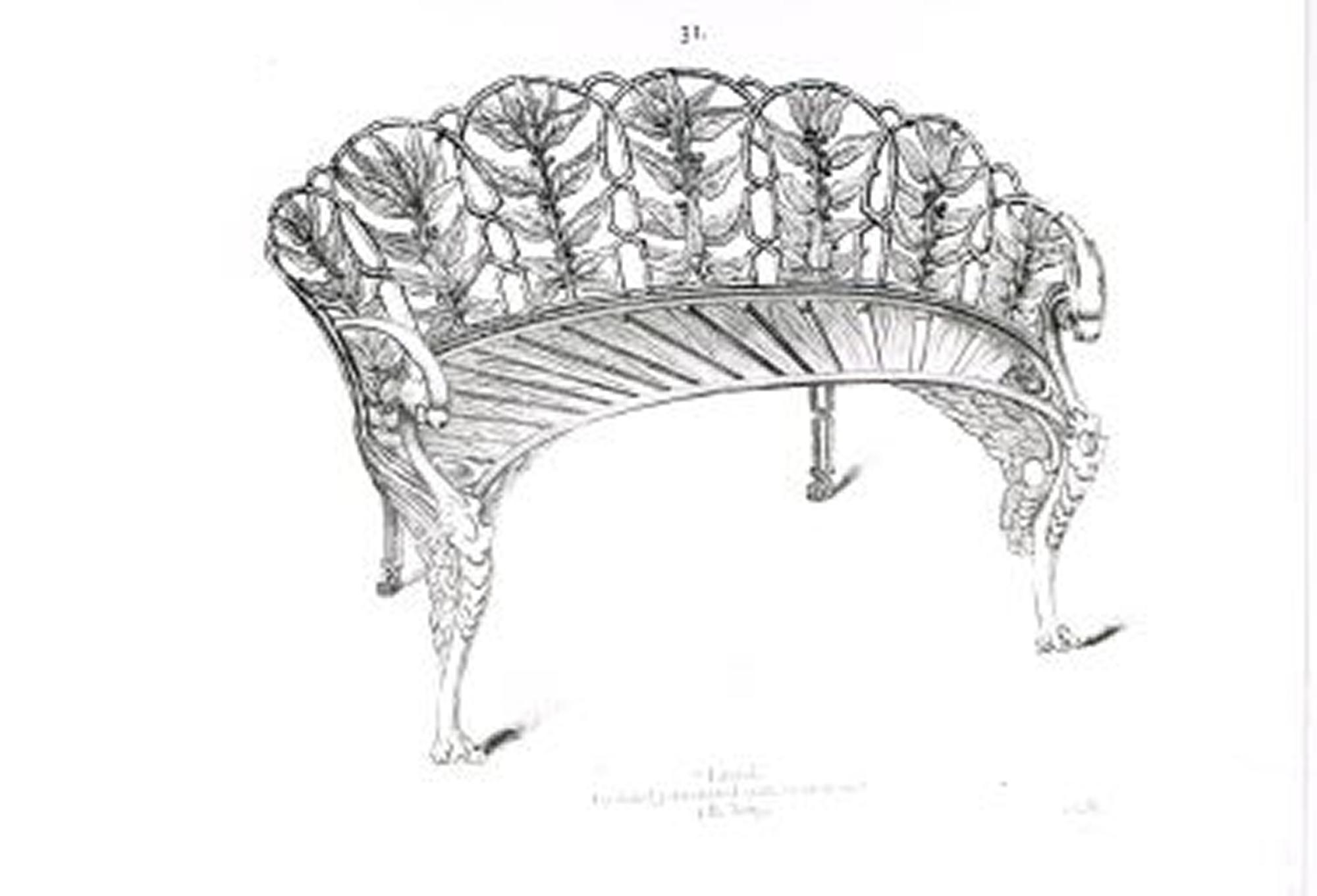 Garden seats: A Coalbrookdale Laurel pattern cast iron seat, circa 1870, foundry marks possibly - Image 2 of 2