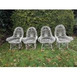 Garden chairs: A rare set of four wirework seats, early 20th century