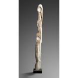 Modern and Garden Sculpture: Gerald Moore, Marble totem on wooden base, 248cm high