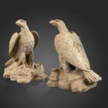 Garden statues: A pair of rare Blanchard’s terracotta eagles, late 19th century, each with