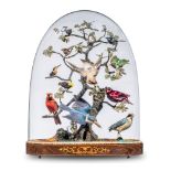 Taxidermy: A Victorian dome of tropical birds, late 19th century, 67cm high by 53cm diameter