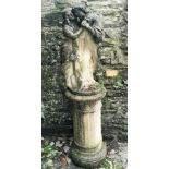 Garden statues: A composition stone group of Romeo and Juliet on pedestals, 2nd half 20th century,