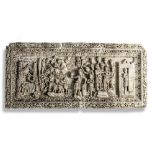 Architectural: An interesting and unusual early carved marble plaque, 53cm high by 113cm long by 6cm