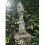 Modern and Garden Sculpture: Gerald Moore, Totem head, Ciment fondu on associated capital plinth,