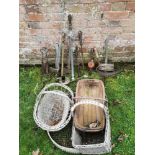 Horticultural Items: A collection of vintage garden tools including, three brass rose sprays,