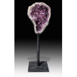Minerals: An amethyst freeform on metal stand Indonesia28cm diameter