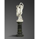 Bastiani Guilio: A carved white marble group of two dancing children