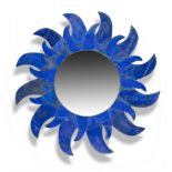 A sunburst Lapis Lazuli veneered mirror