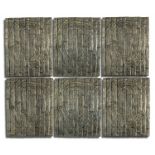 A collection of 34 rectangular bronzed fibre glass faux bamboo wall panels