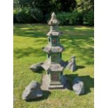 An Oriental style compostion stone pagoda