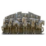 A monumental and impressive bronze patinated fibreglass wall sculpture