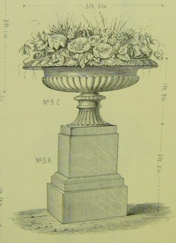 A pair of rare and unusually large Handyside foundry cast iron urns on pedestals - Image 2 of 5