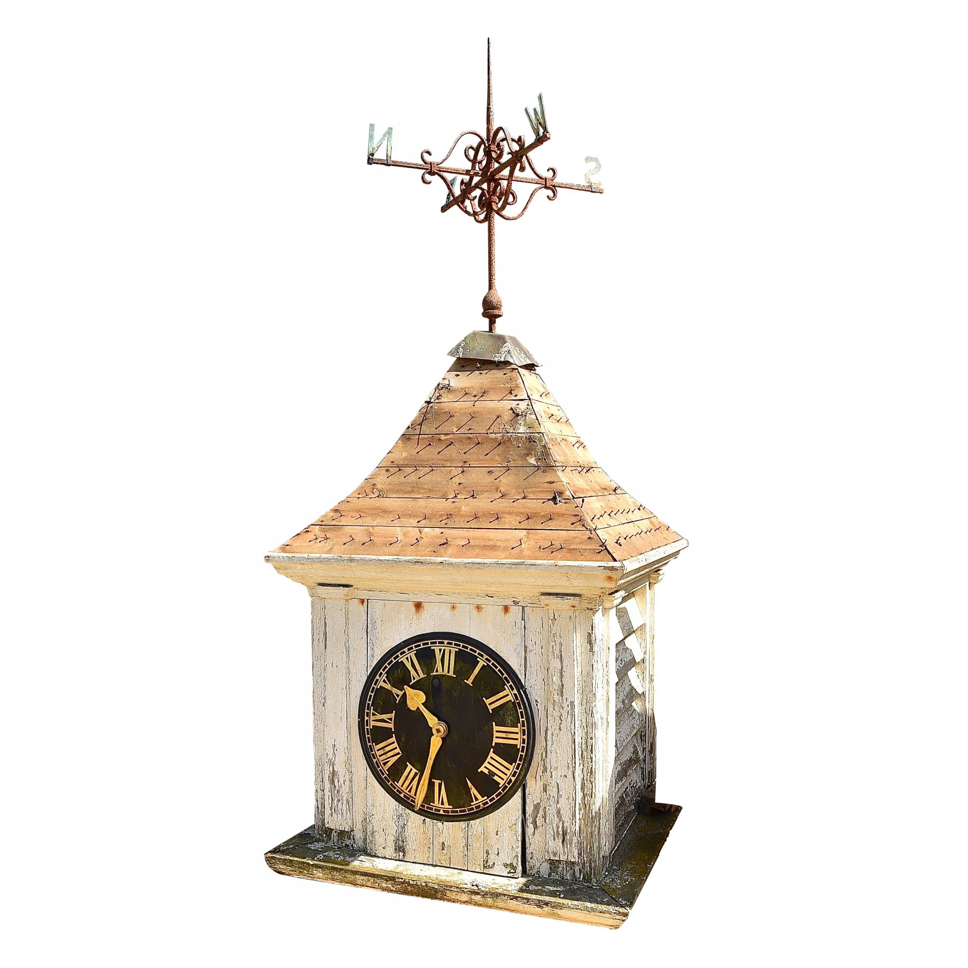 A Victorian painted pine clock turret